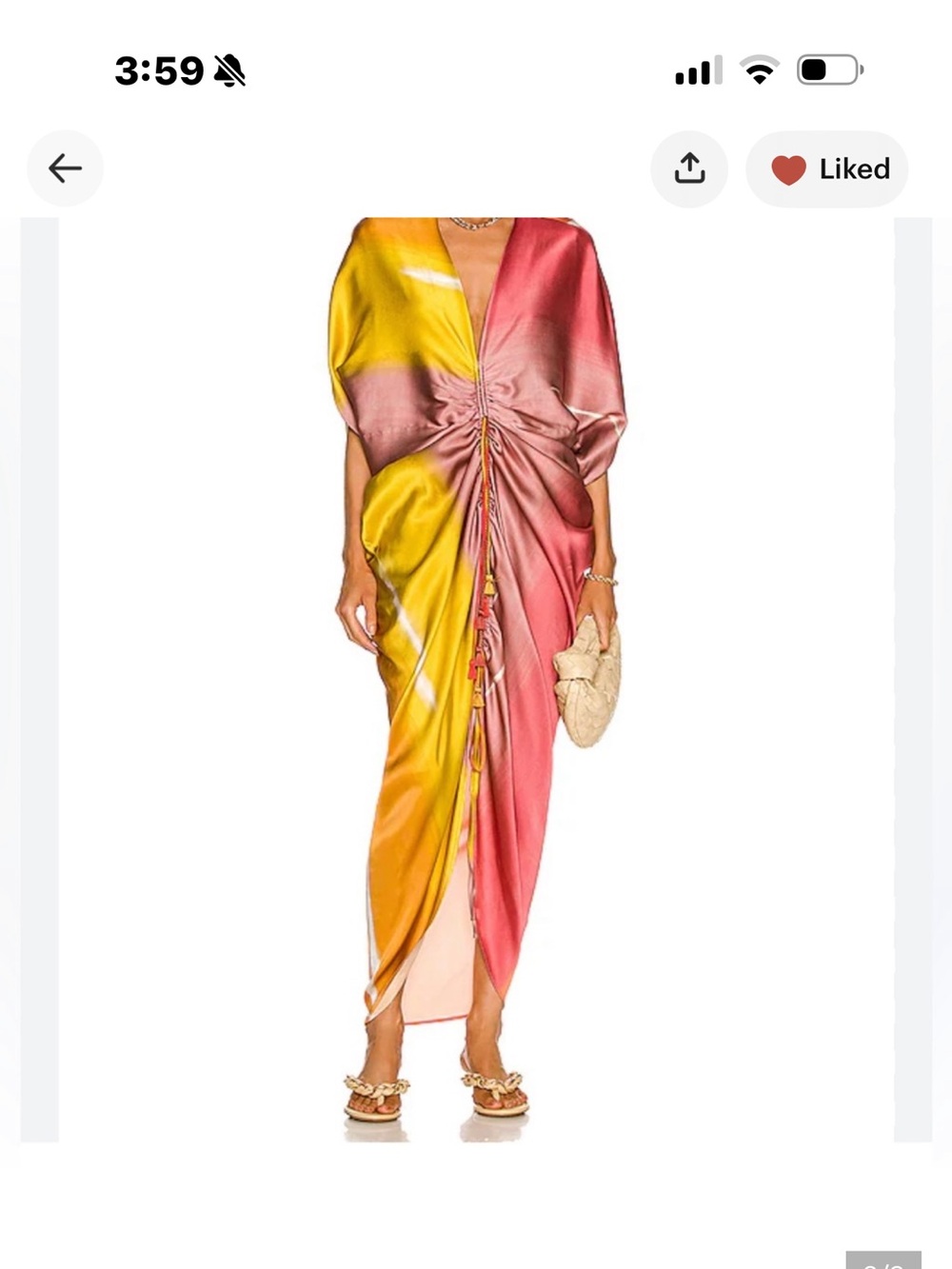 Silvia Tcherassi Pink and Yellow Ruched Silk Dress